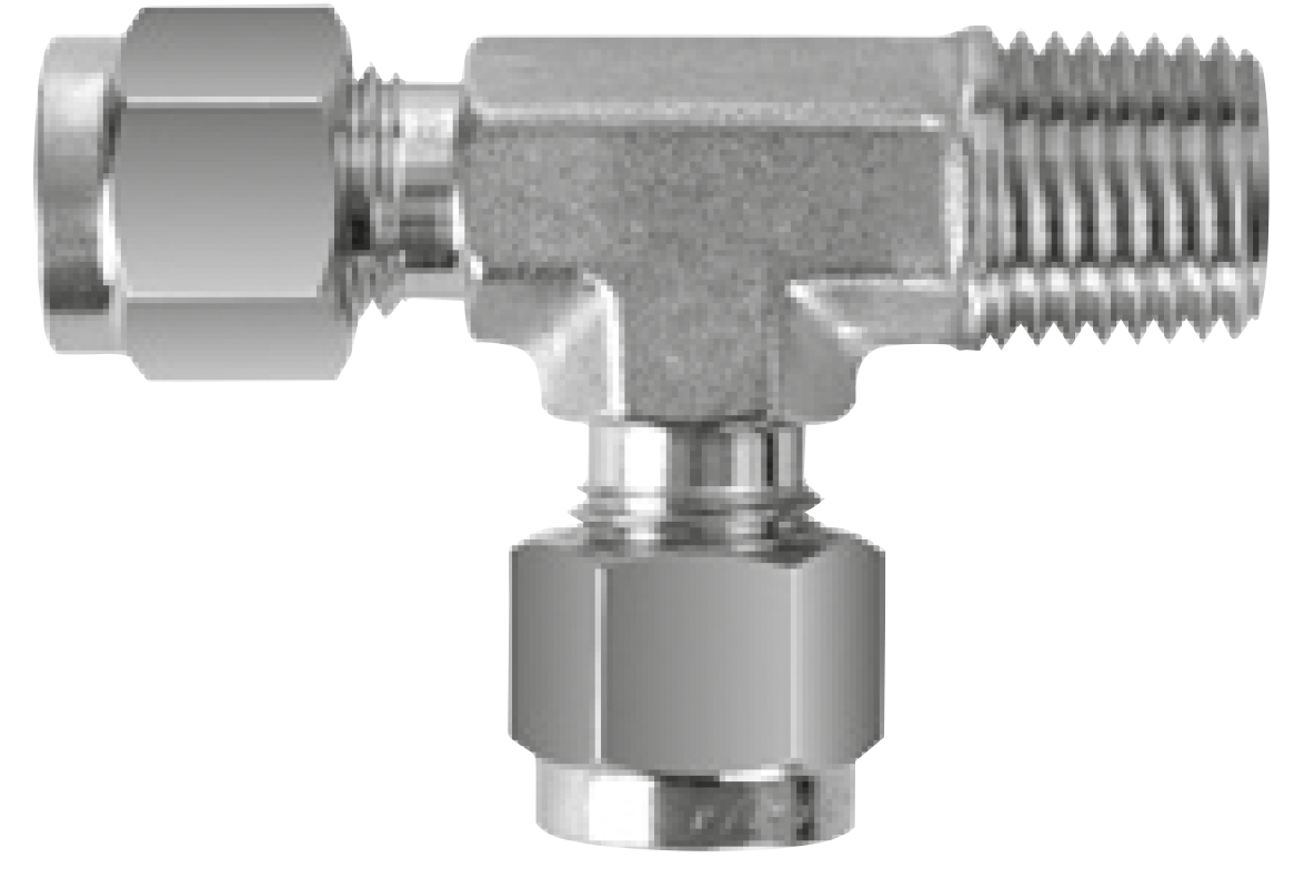 ALLFLOWS, Conector tee macho lateral 316 SS, OD x NPT 5000 PSI, para tubing