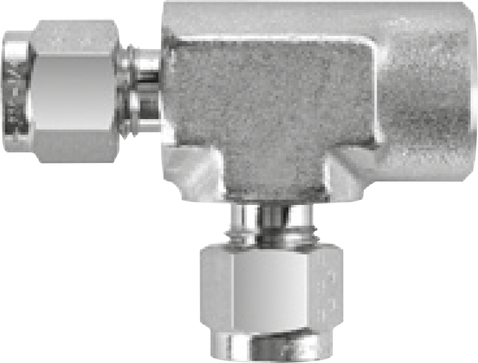 ALLFLOWS, Conector tee hembra lateral 316 SS, 5000 PSI, OD x OD para tubing