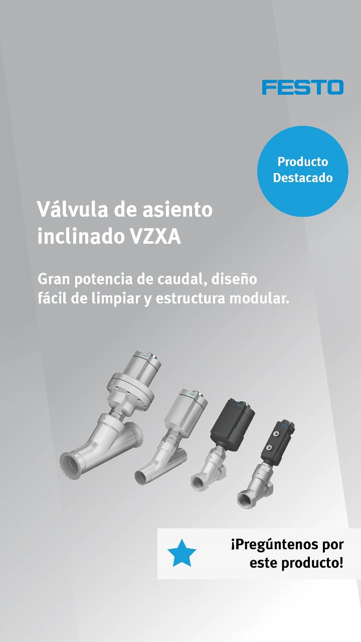 FESTO, Válvula de asiento inclinado inoxidable para Vapor - Valveco