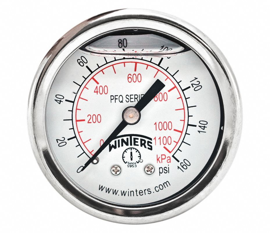 WINTERS, Manómetro Calibrable Dial 2.5" Totalmente Inoxidable CT 1/4" - Valveco